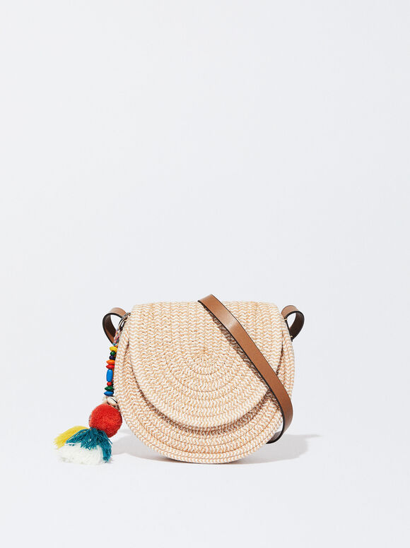Crossbody Bag With Detachable Pendant, Beige, hi-res