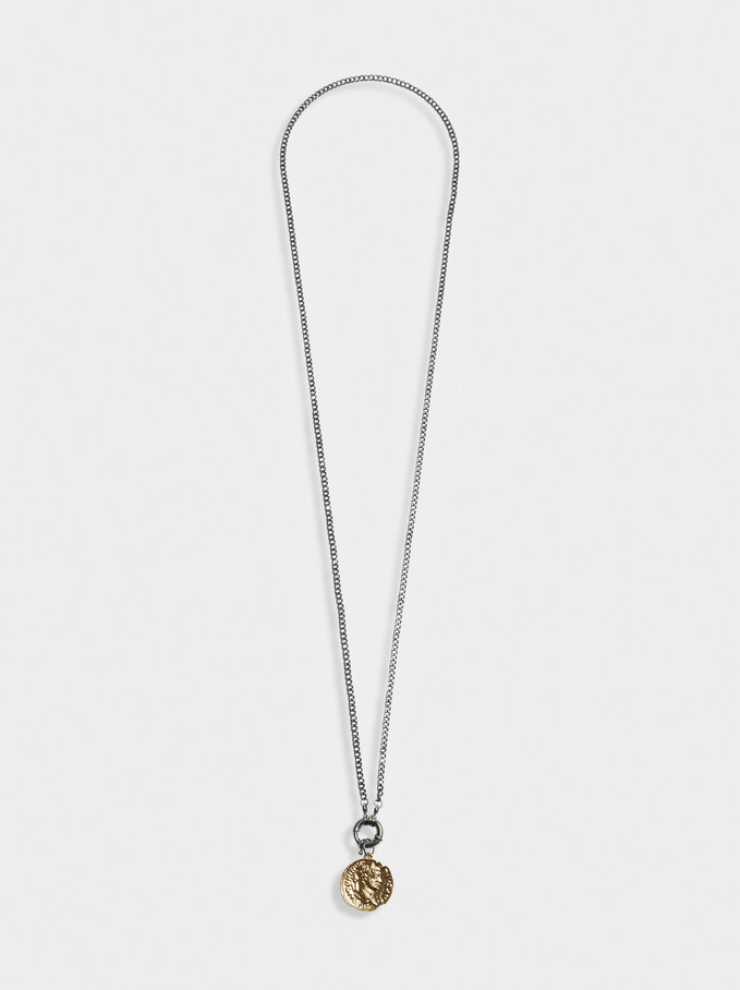 Long Necklace With Medallion, Multicolor, hi-res
