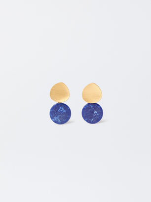 Boucles D'Oreilles Longues Perles Fantaisie, Bleu, hi-res