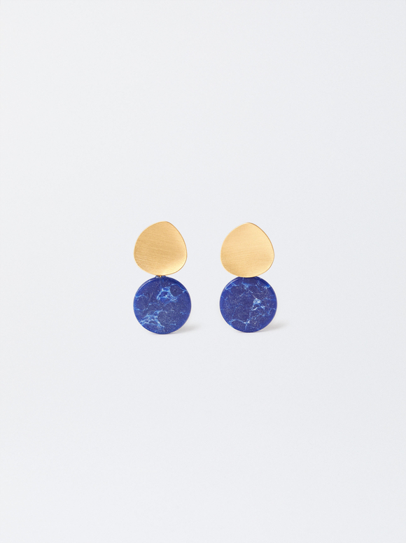 Boucles D'Oreilles Longues Perles Fantaisie, Bleu, hi-res