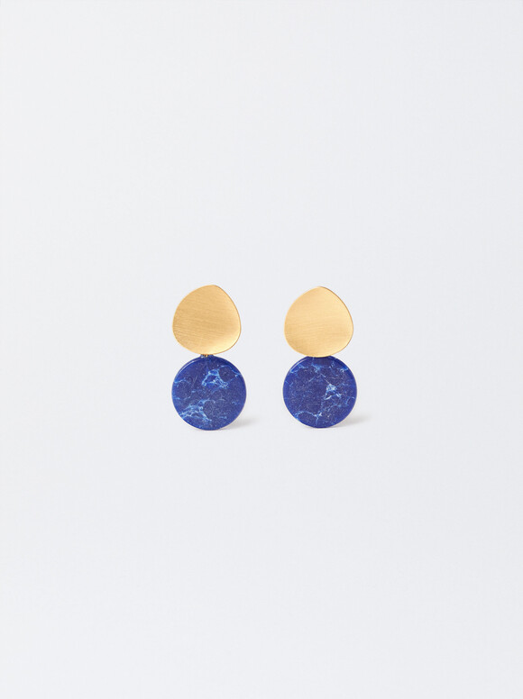 Earrings With Resin, Blue, hi-res
