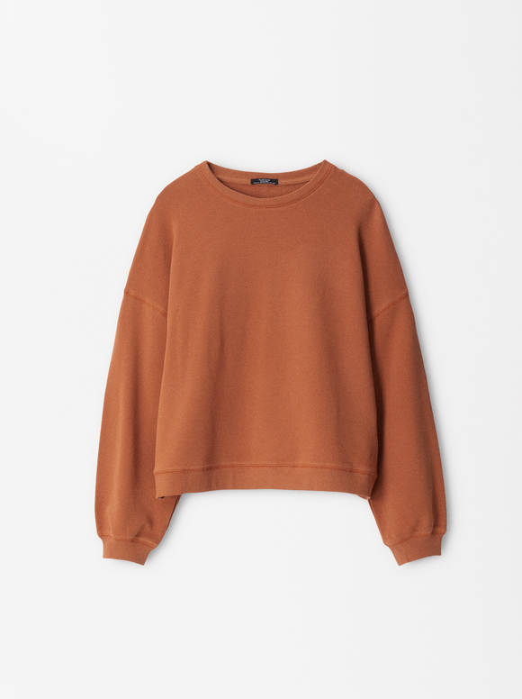 Cotton Sweatshirt, Brick Red, hi-res