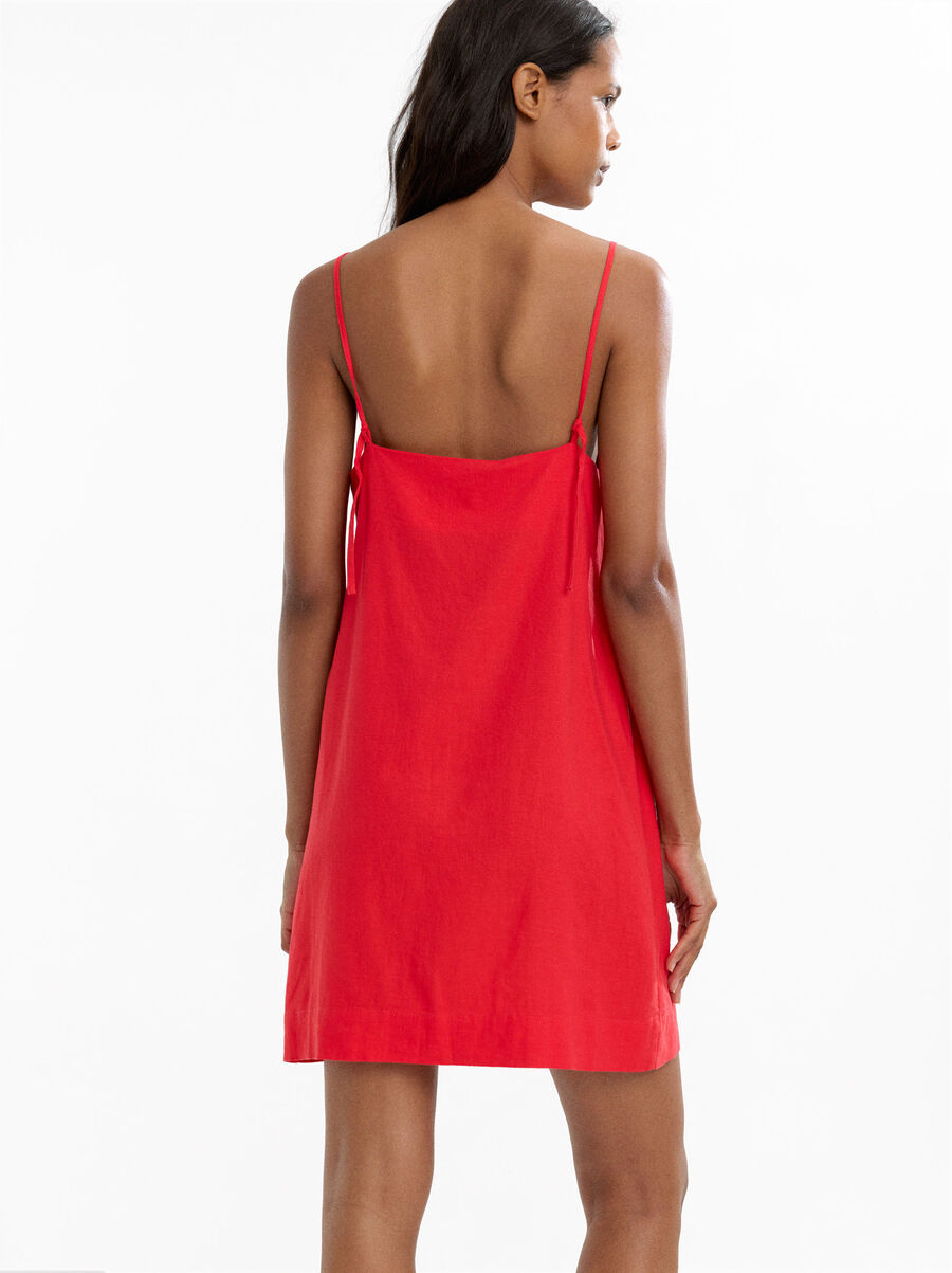 Vestido corto con tirantes mezcla de lino