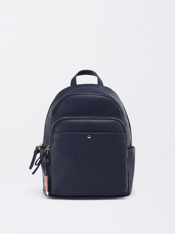 Backpack With Pendant, Navy, hi-res