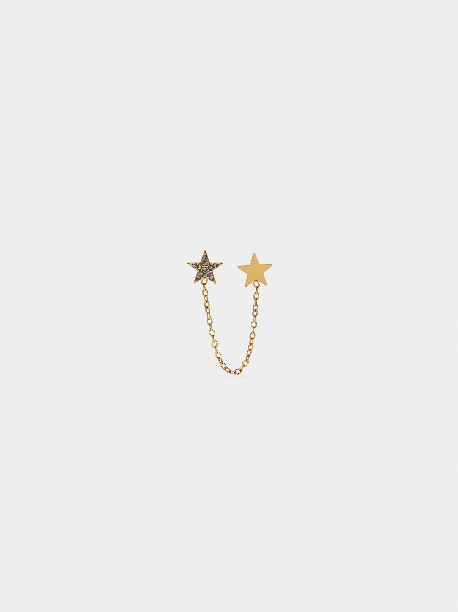 Individual star earring with chain - stainless steel image number 0.0
