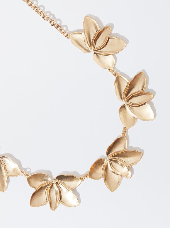 Necklace With Flowers, Golden, hi-res
