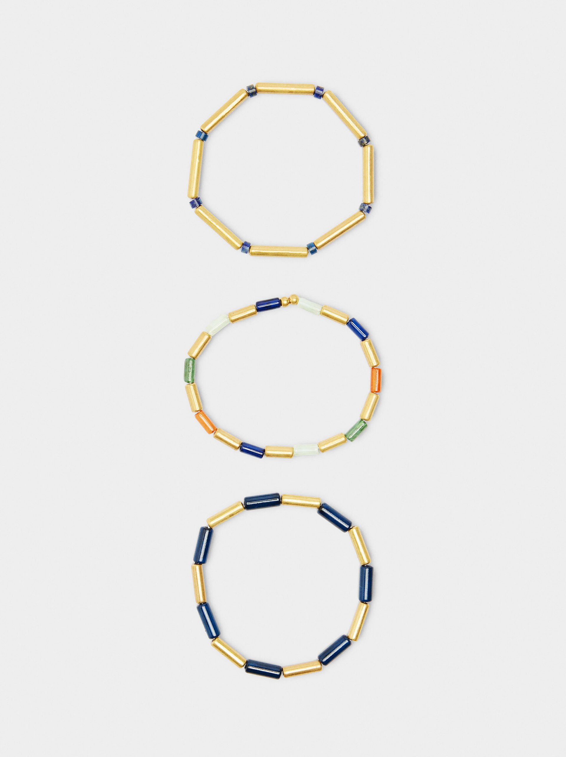 Set de pulseras elásticas con piedras image number 2.0