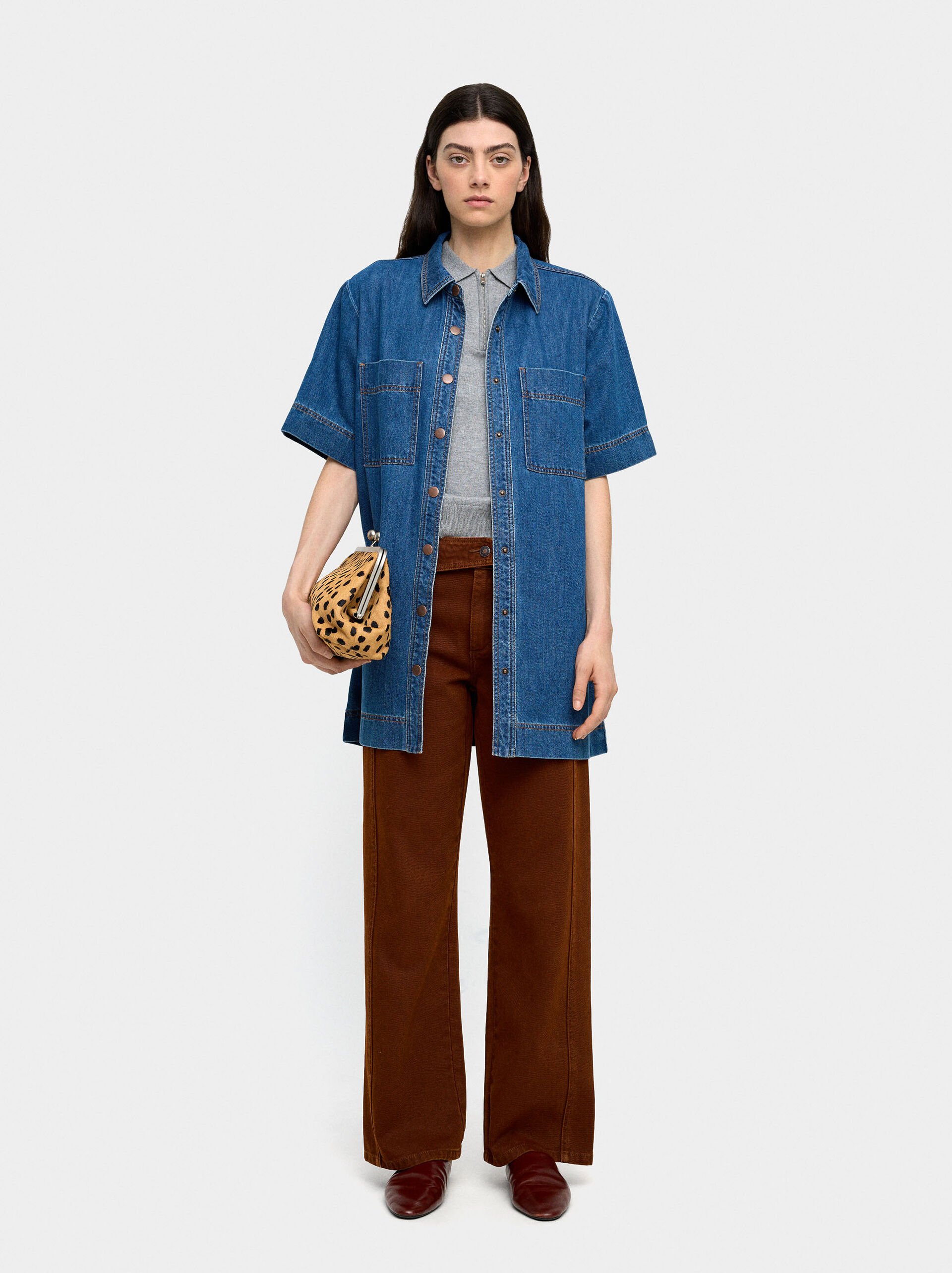 Denim dress with 100% cotton image number 2.0
