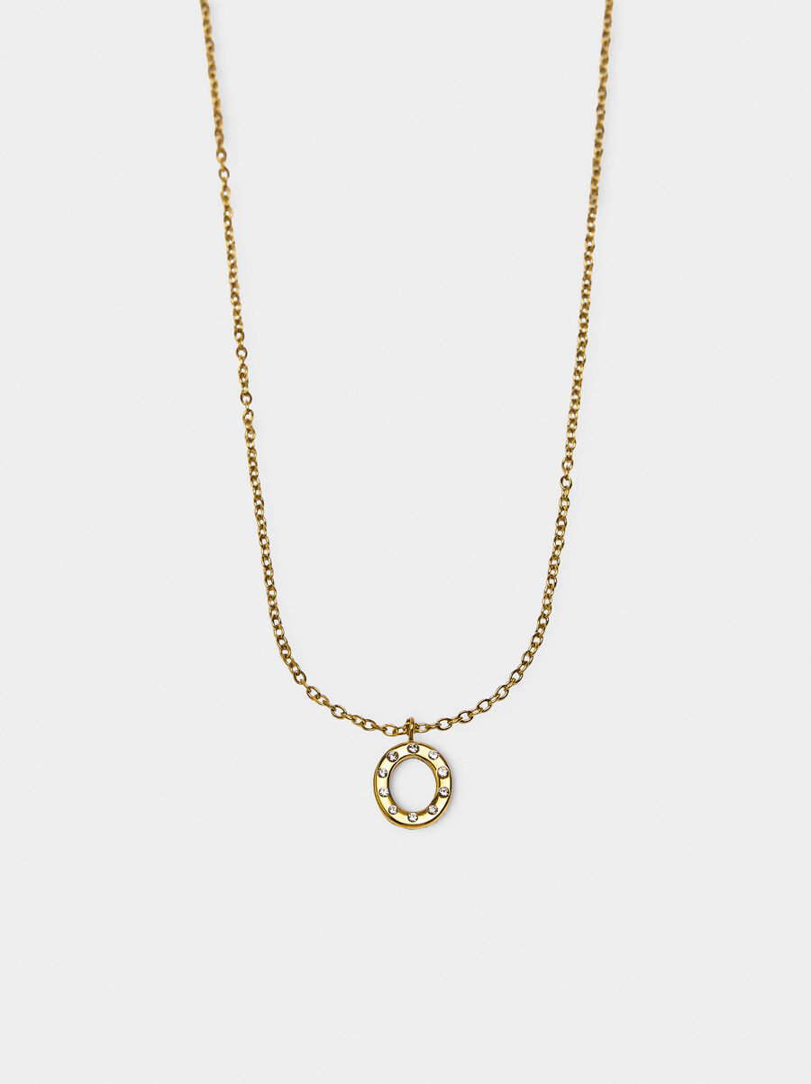 Necklace of links with pendant - stainless steel