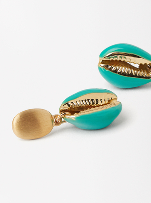 Seashell Earrings, Blue, hi-res