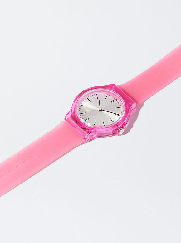 Uhr Mit Armband Aus Silikon, Rosa, hi-res