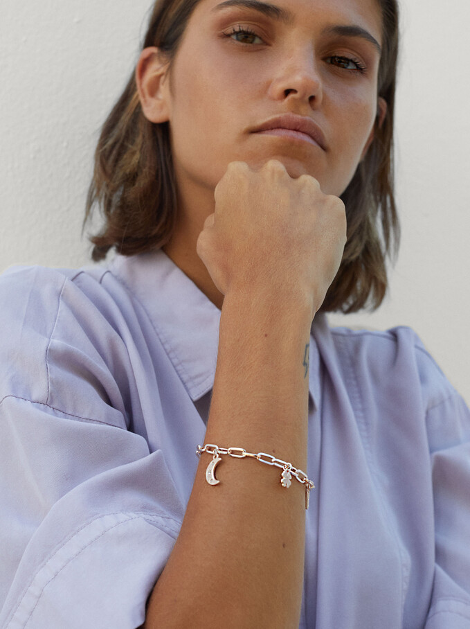 Chain Link Bracelet With Charms Rose Gold Woman Parfois Com
