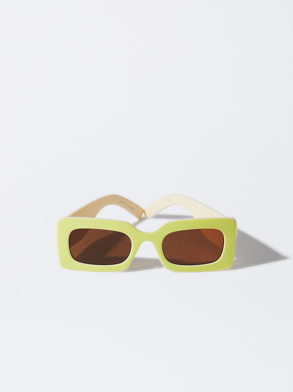 Square Sunglasses, Yellow, hi-res