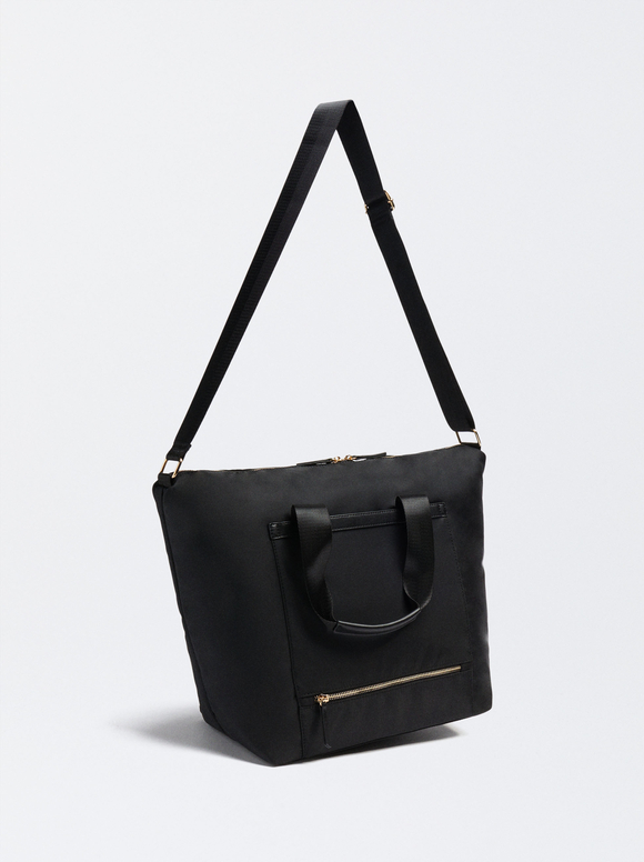 Nylon Weekend Bag, Black, hi-res