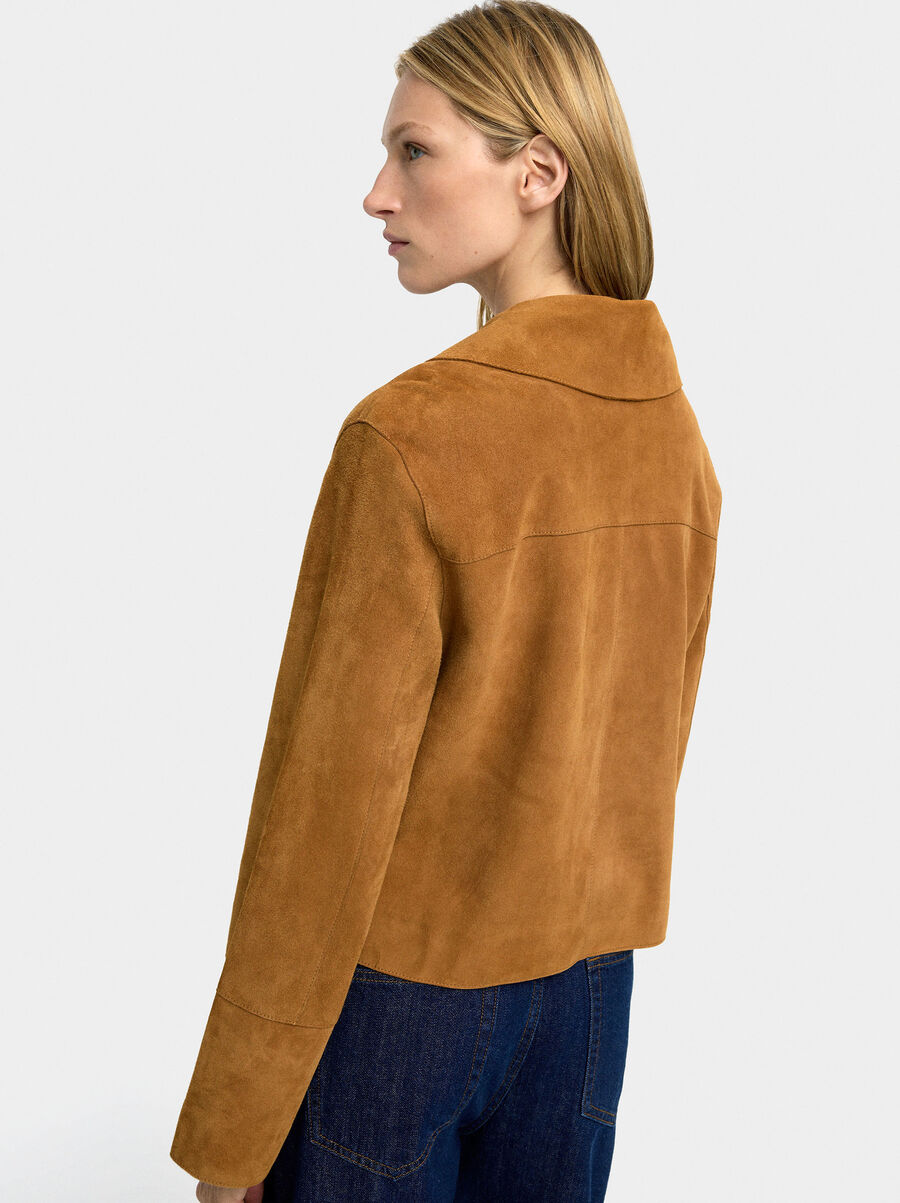 Leather jacket with buttons