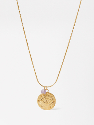 Collier Médaille Œil - Acier Inoxydable, Doré, hi-res