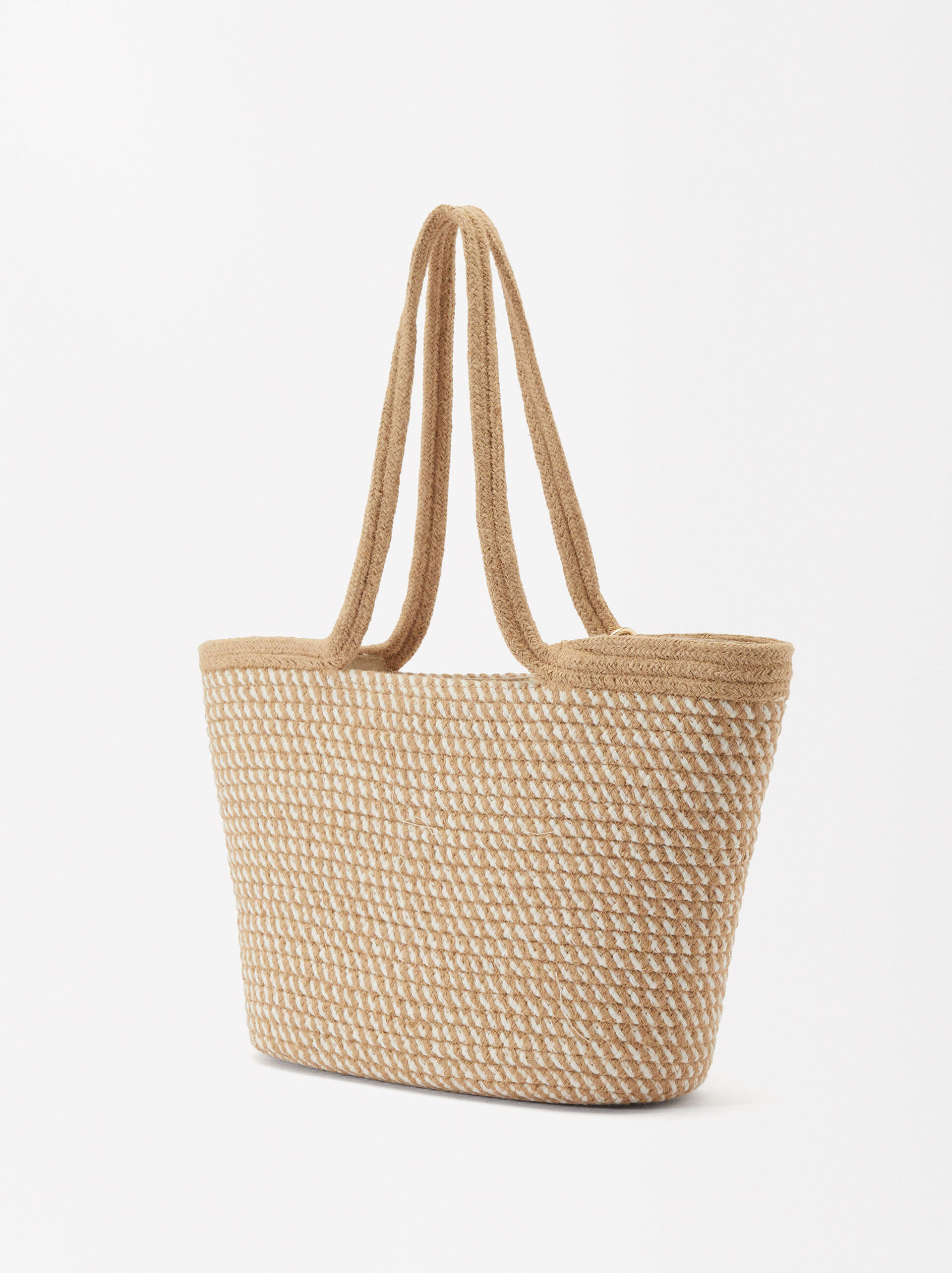 Straw Effect Shopper Bag With Pendant image number 3.0