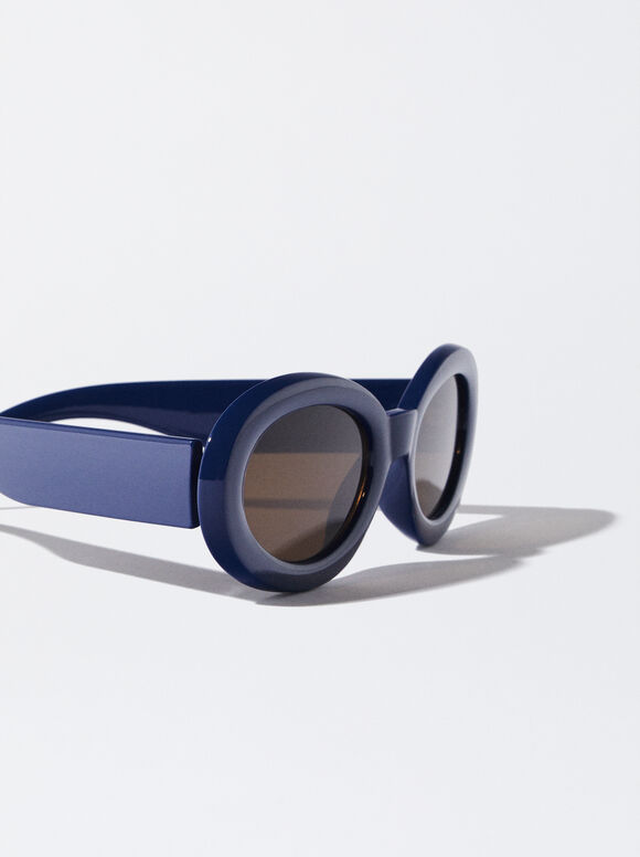 Sonnenbrille Mit Ovalem Rahmen, Blau, hi-res