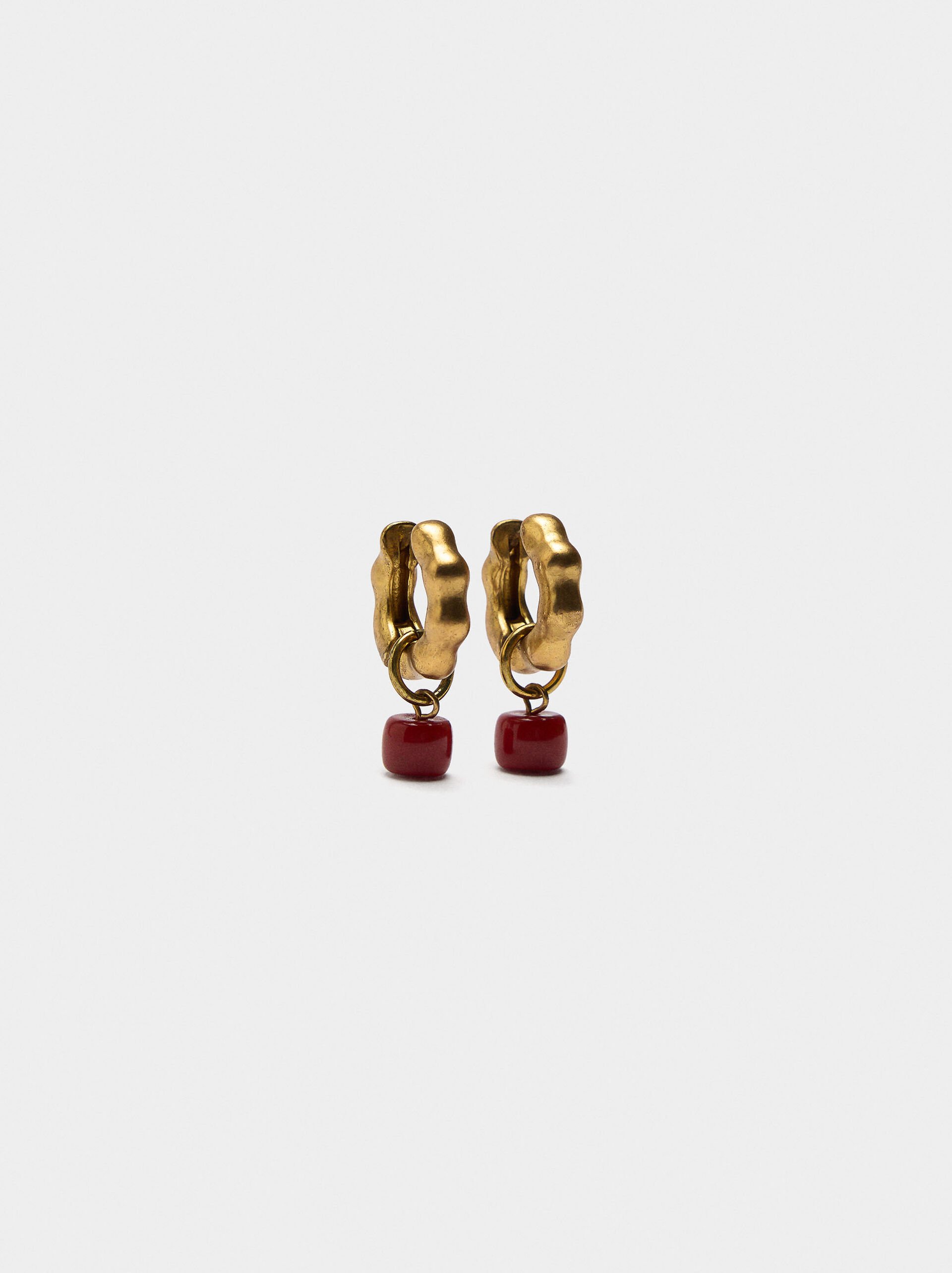 Small hoop earrings with stone image number 0.0