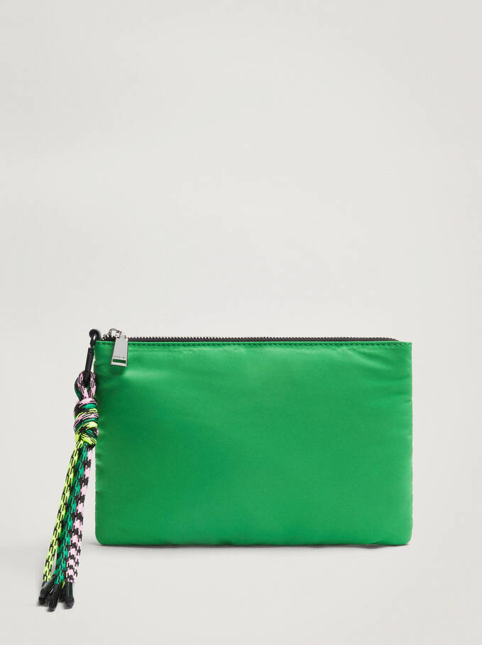 Nylon Bag With Drawstring, Green, hi-res