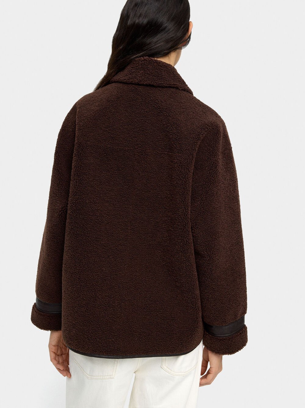 Jacket with sherpa effect and texture contrast