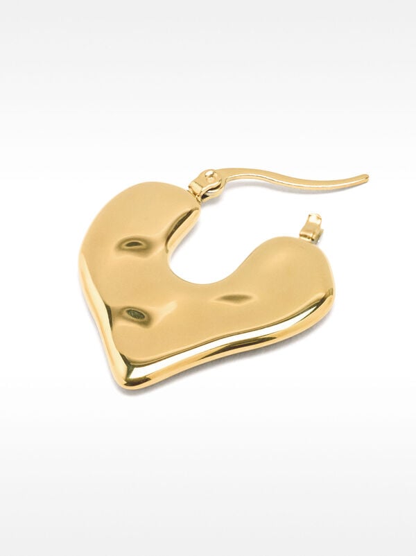 Single earring with embossed heart - stainless steel