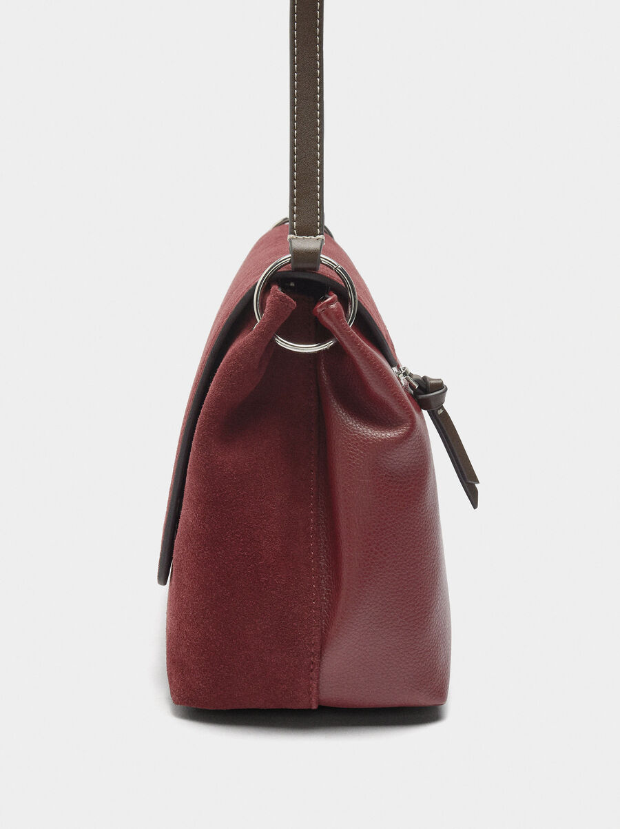 Crossbody bag with leather and flap