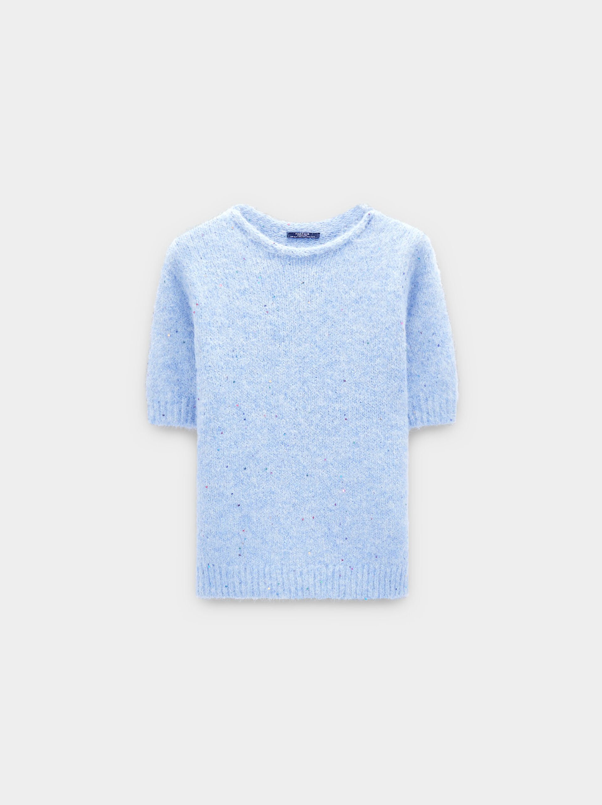 Short-sleeve knit sweater with sequins image number 4.0