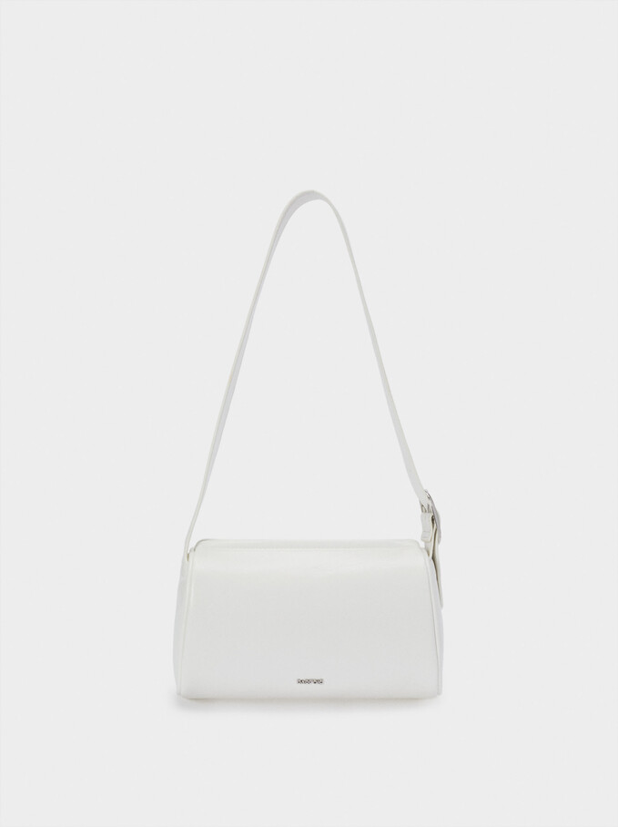 Party Shoulder Bag With Zip Fastening, White, hi-res
