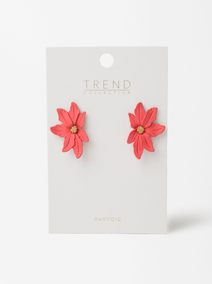 Flower Earrings, Fuchsia, hi-res