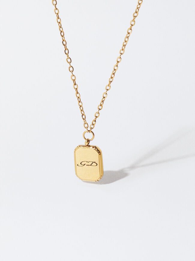 Online Exclusive - Gold Stainless Steel Necklace With Personalized Pendant image number 0.0