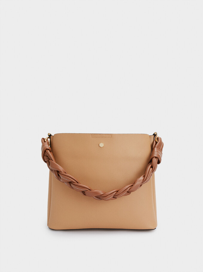 Handbag With Braided Handle, Camel, hi-res