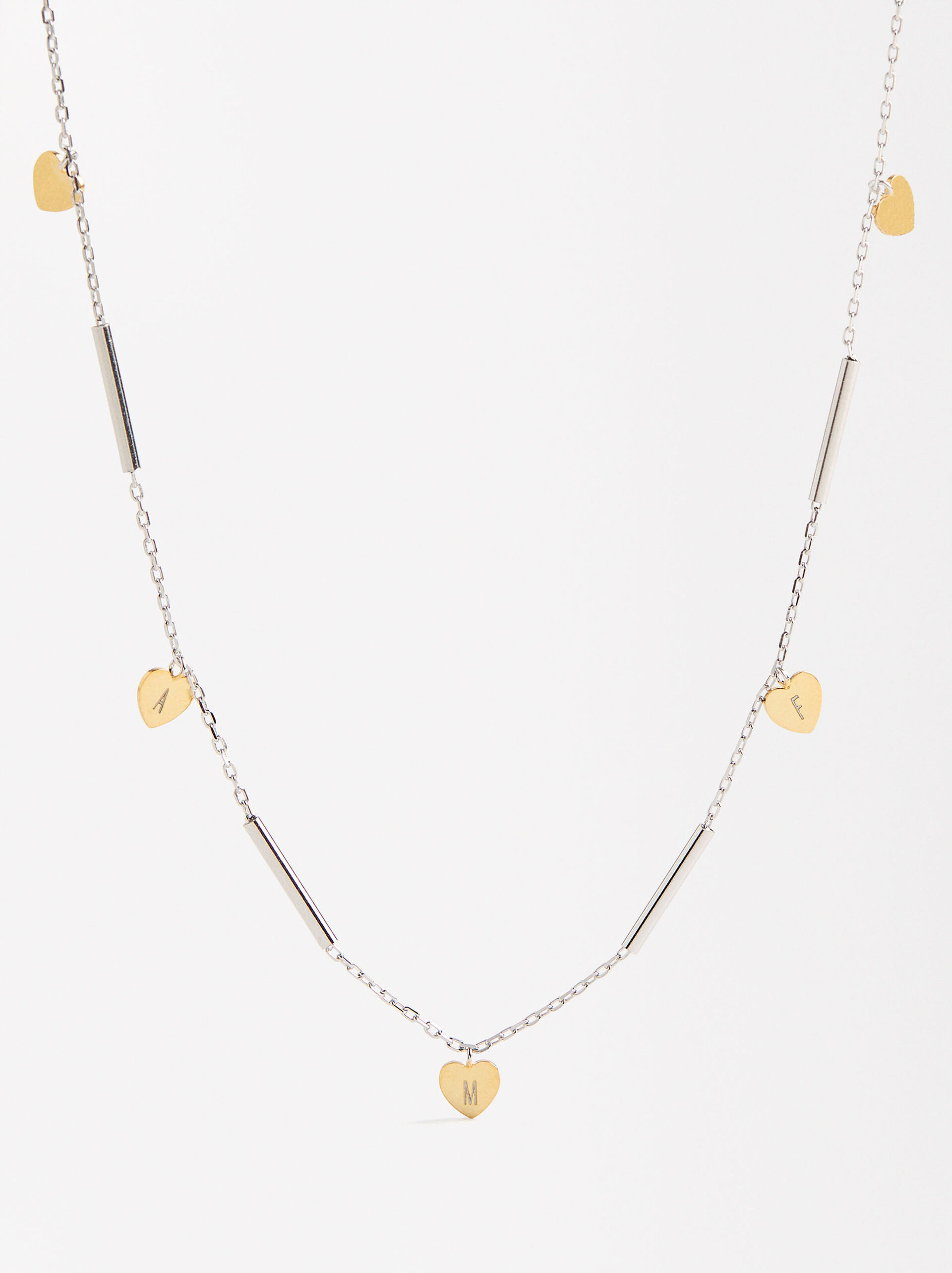 Bicolor necklace with hearts - 925 sterling silver image number 0.0