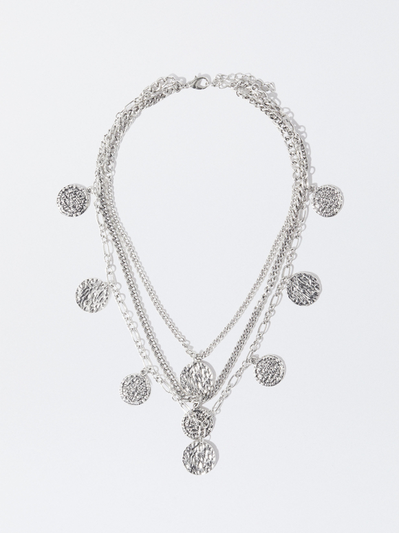 Necklace With Medals, Silver, hi-res