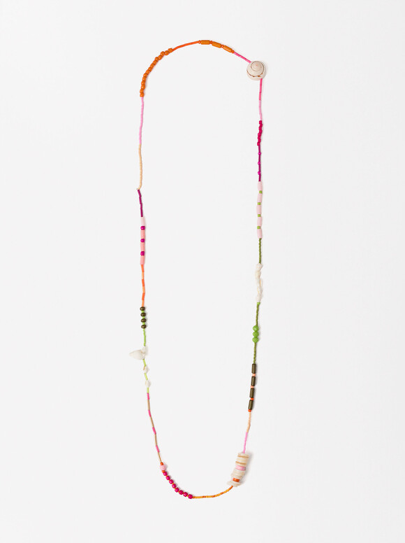 Long Shell Necklace, Multicolor, hi-res