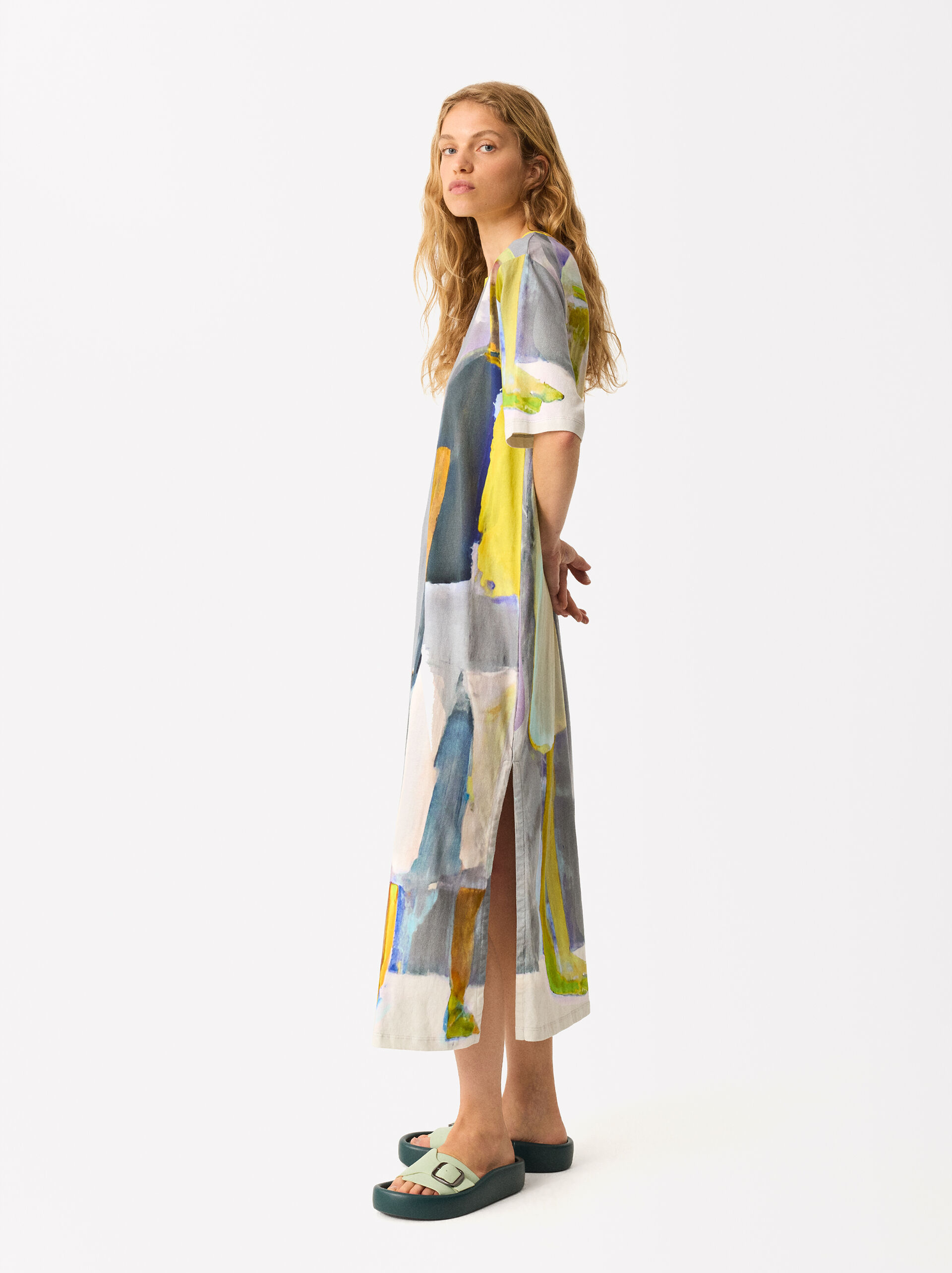 Online Exclusive - Kleid Aus Bedruckter Baumwolle image number 2.0