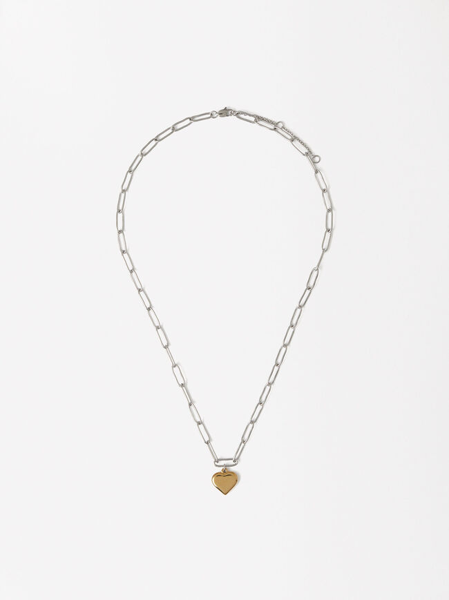 Heart Link Necklace - Stainless Steel image number 0.0