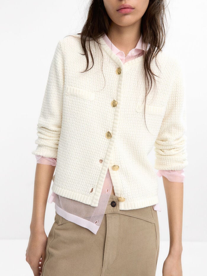 Textured knit cardigan