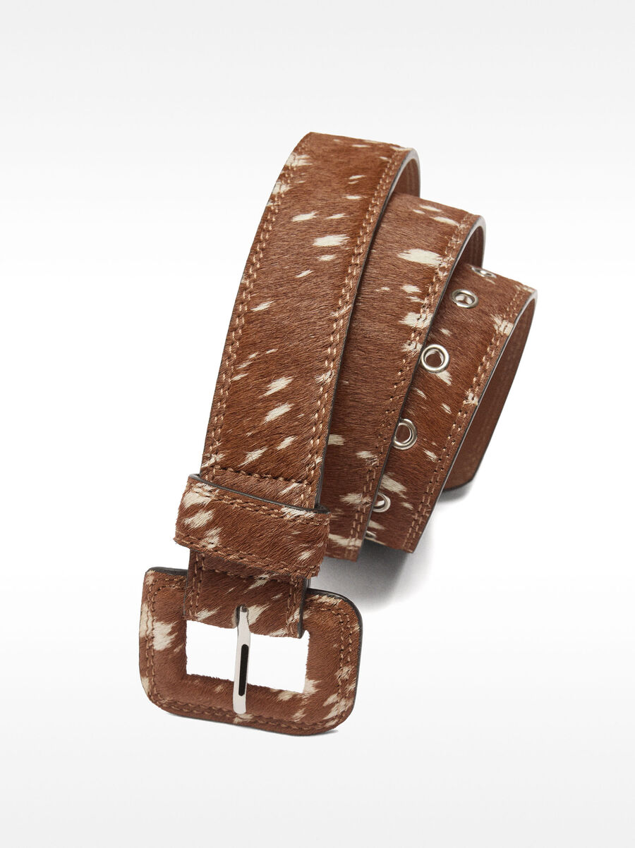 Leather belt with square buckle