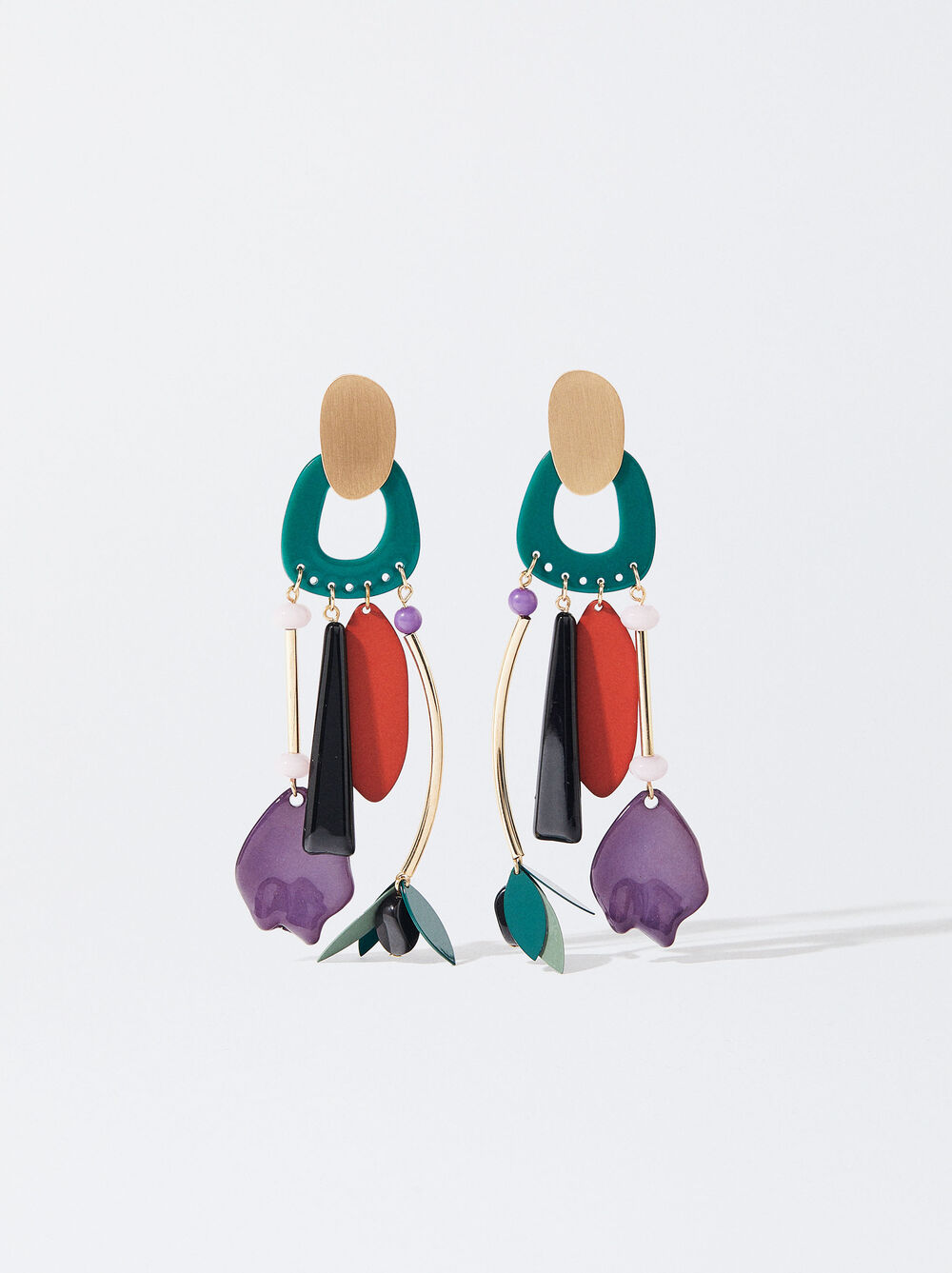 Online Exclusive -Long Multi-Coloured Drop Earrings