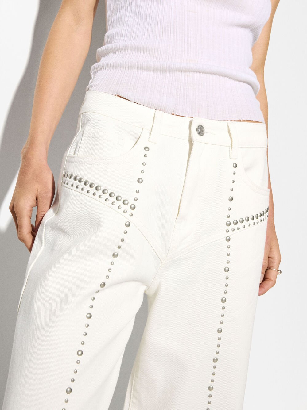 Cotton Pants With Studs