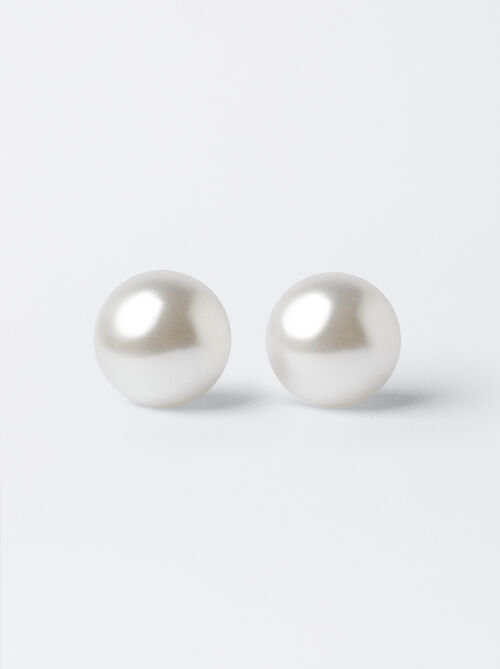 Faux Pearl Short Earrings With Clip Buckle