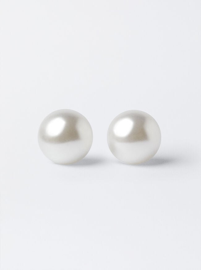 Faux Pearl Short Earrings With Clip Buckle image number 1.0