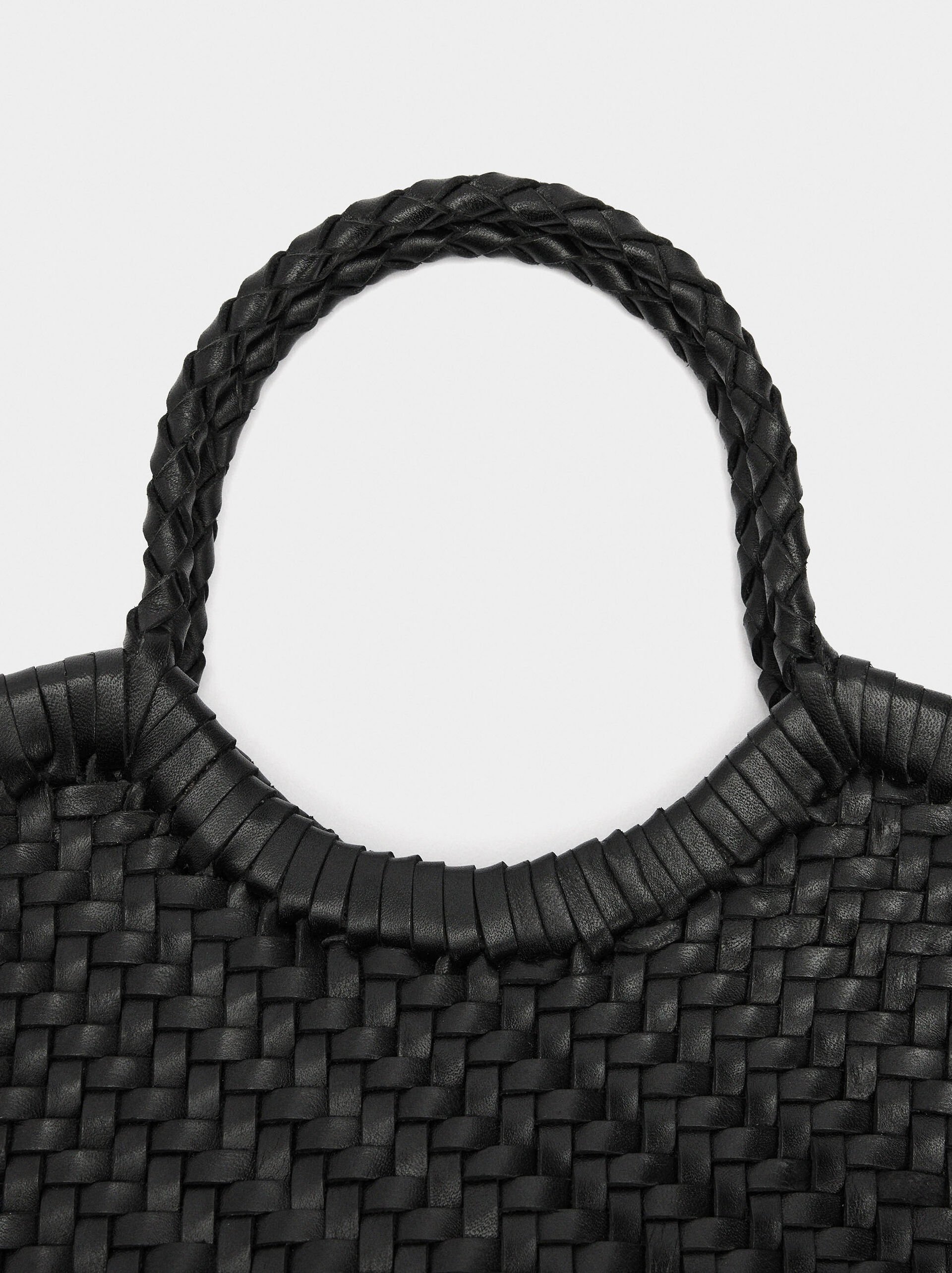 Tote bag with braided leather image number 2.0