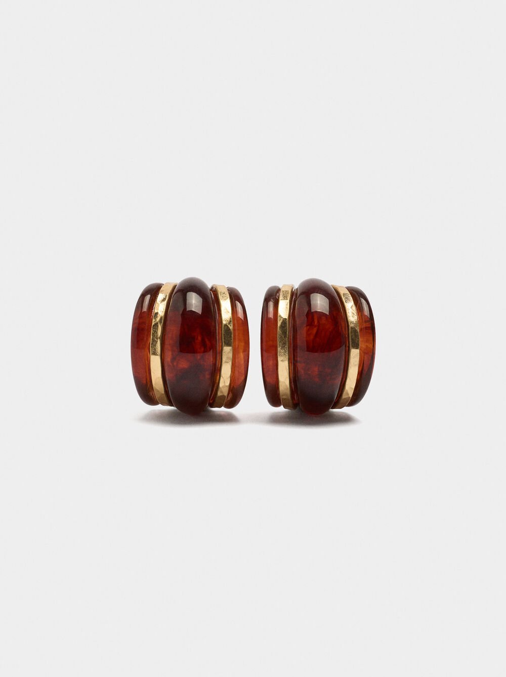 Open hoop earrings with tortoiseshell effect