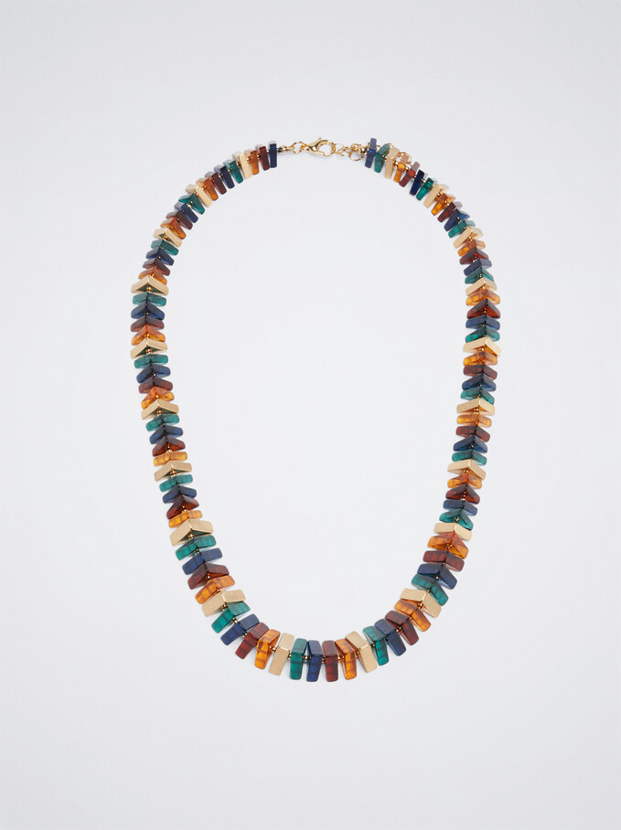 Multicoloured Resin Necklace, Multicolor, hi-res