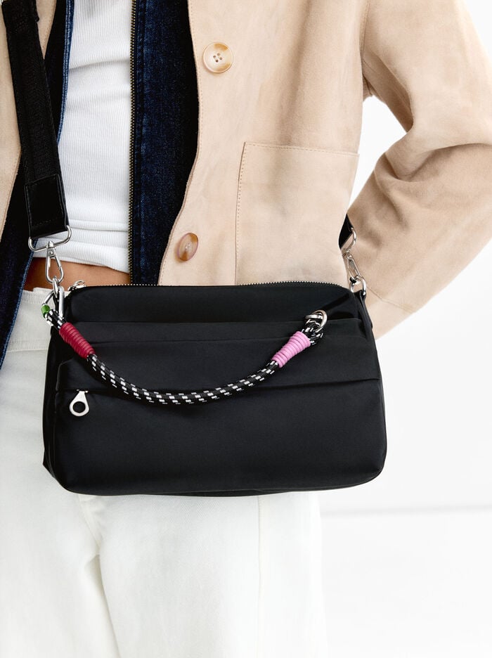 Bolso bandolera de nylon con bolsillo exterior