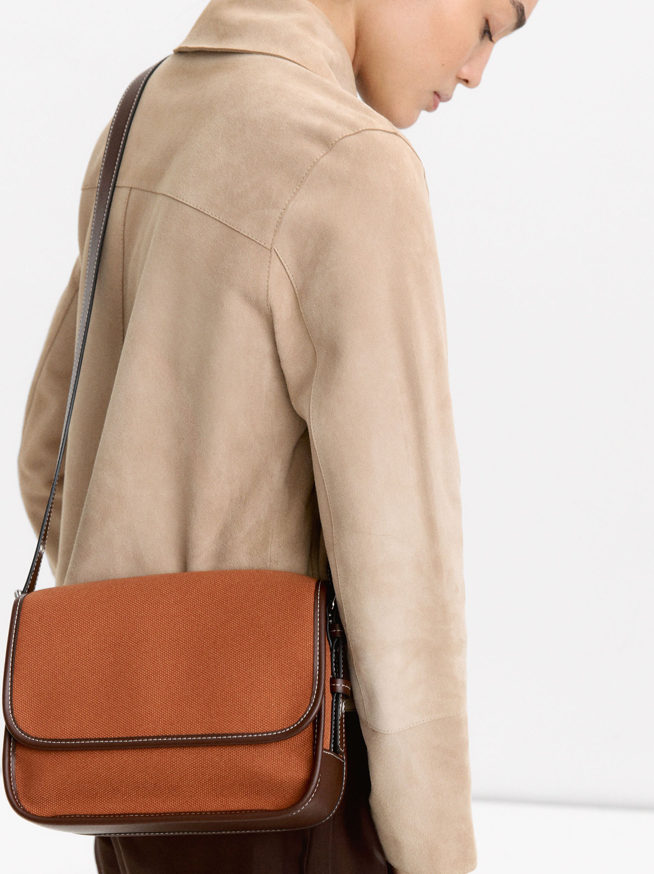 Fabric crossbody bag with flap closure image number 0.0