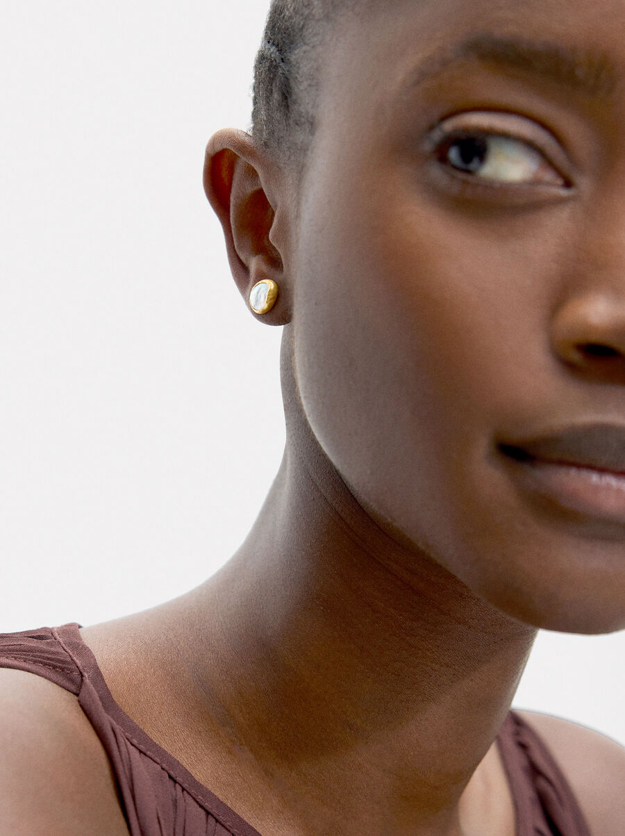 Oval earrings with freshwater pearls - 925 sterling silver
