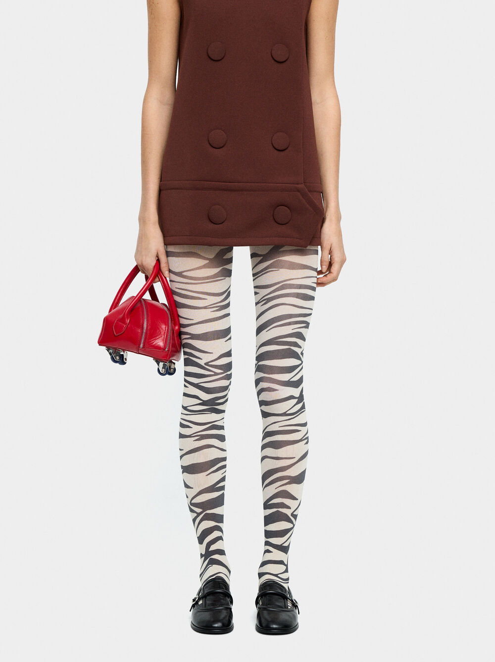 Knit tights with animal print